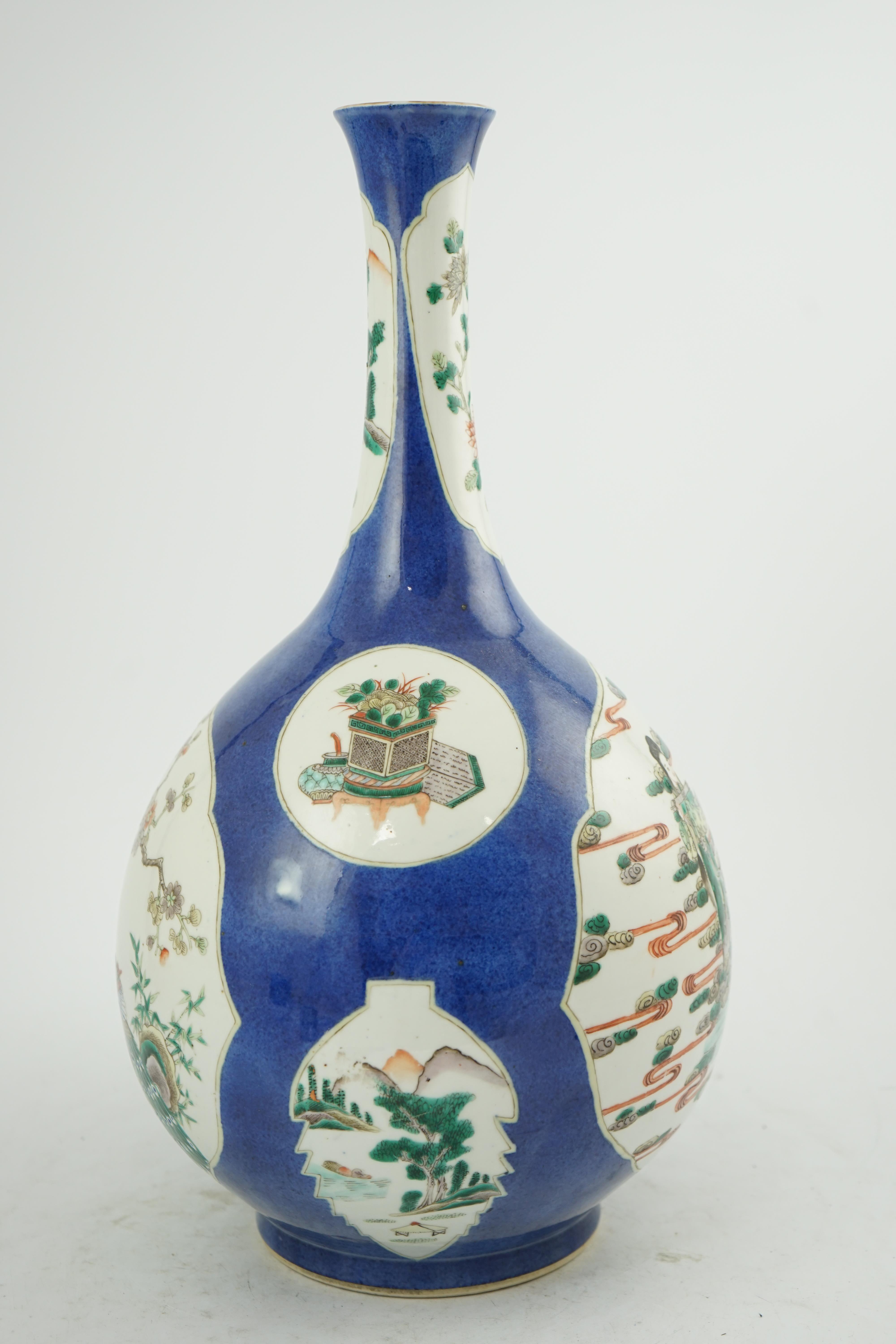 A large Chinese powder blue ground bottle vase, 19th century